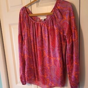 Women's Purple and Orange Paisley Top